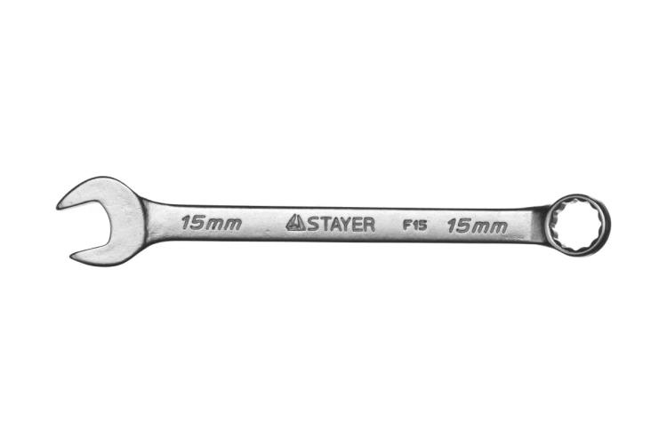Ключ 15 мм комбинированный, STAYER MASTER 27085-15