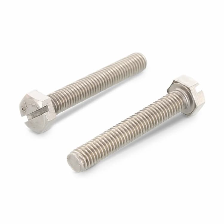 Болт М8х18, DIN 933 SZ с шестигранной головкой с прямым шлицем и полной резьбой, нержавеющая сталь А4-70