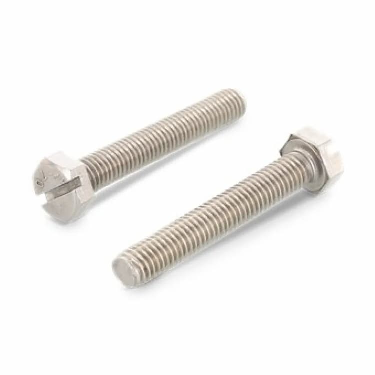 Болт М5х12, DIN 933 SZ с шестигранной головкой с прямым шлицем и полной резьбой, нержавеющая сталь А2-70