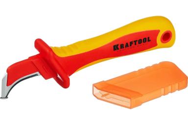 Нож монтёрский изогнутый диэлектрический с пяткой, KRAFTOOL KN-7 45400