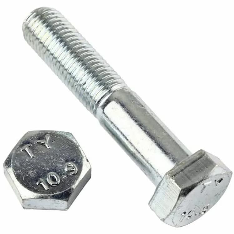 Болт 10.9 М12х1.5х65, DIN 960 / ISO 8765 с шестигранной головкой и мелкой неполной резьбой, оцинкованный