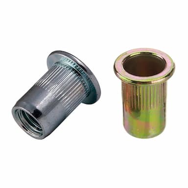 Заклёпка гаечная М12х22 (1.0–4.0), цилиндрическая с цилиндрическим бортиком с рифлением, оцинкованная