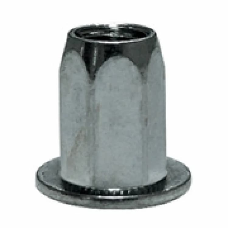 Заклёпка гаечная М10х21 (1.0–3.5), шестигранная с цилиндрическим бортиком, оцинкованная