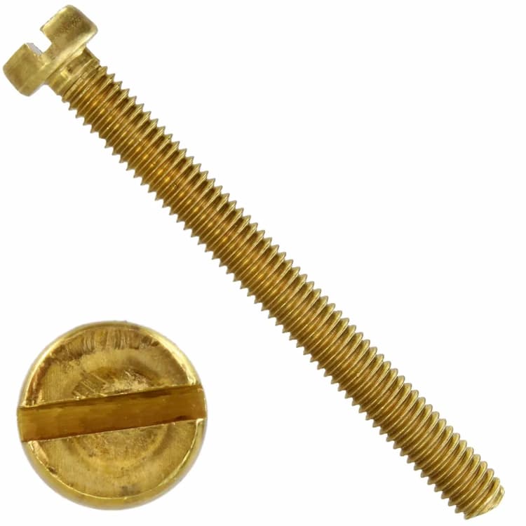 Винт М5х10, DIN 84 / ISO 1207 с низкой цилиндрической головкой и прямым шлицем, латунь никелированная