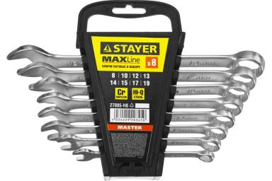 Набор ключей 8–19 комбинированных, 8 предметов, STAYER MASTER 27085-H8
