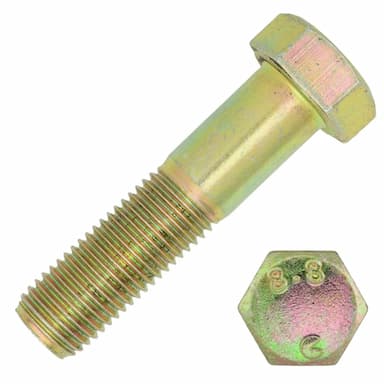 Болт 8.8 М10х120, DIN 931 / ISO 4014 с шестигранной головкой и неполной резьбой, оцинкованное желтое