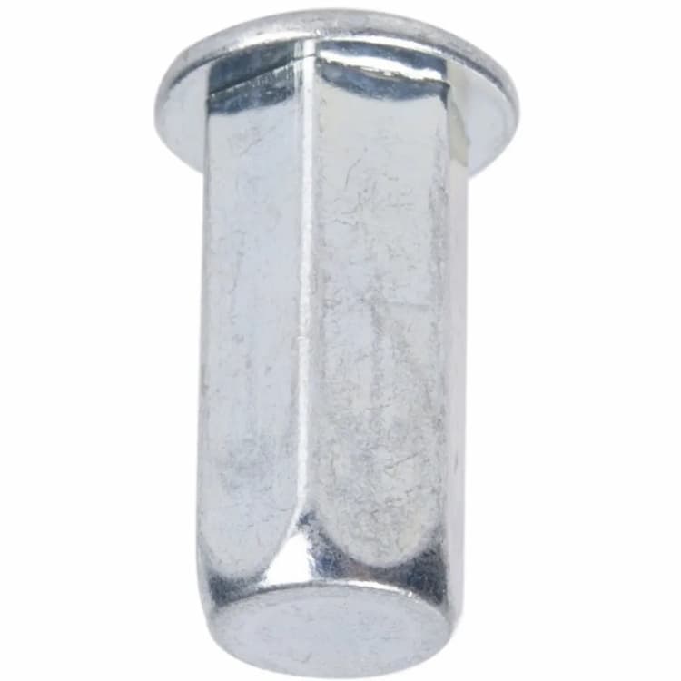 Заклёпка гаечная М4х14 (0.5–2.0), шестигранная с цилиндрическим бортиком, закрытая, оцинкованная