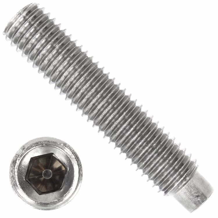 Винт 45H М4х6, DIN 915 / ISO 4028 установочный с внутренним шестигранником и цилиндрическим концом (12.9), оцинкованный