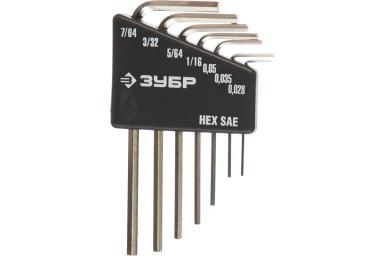 Набор ключей HEX SAE имбусовых, 7 предметов, ЗУБР ЭКСПЕРТ 27475-H7