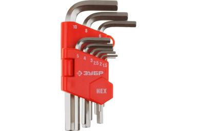 Набор ключей HEX1.5–10 имбусовых, 9 предметов, ЗУБР МАСТЕР 27460-1_z02