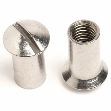 Гайка М8х20, ART 88964 втулка ответная шлицевая, латунь никелированная