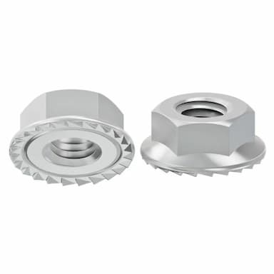 Гайка 8 М6, DIN 6923 шестигранная с фланцем и зубцами, цинковые хлопья