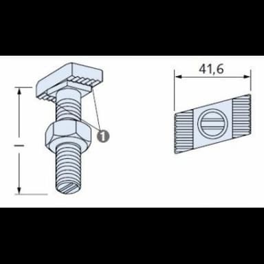 Болт 8.8 М16х60, ART 88944 т-образный для профиля HZS 53, оцинкованный
