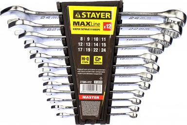 Набор ключей 8–24 комбинированных, 12 предметов, STAYER MASTER 27085-H12