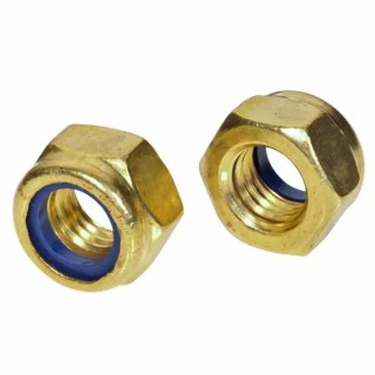 Гайка М5, DIN 985 самоконтрящаяся шестигранная низкая, латунь