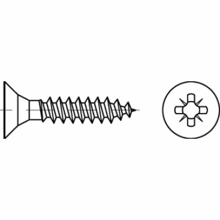 Шуруп d4.5х40, ART 88097 по дереву с потайной головкой PZ, оцинкованный