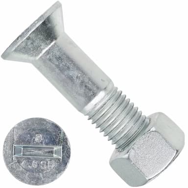 Болт 4.6 М20х60, DIN 7969 призонный с потайной головкой с прямым шлицем и гайкой, оцинкованный