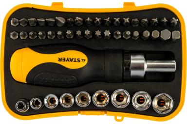 Отвёртка реверсивная с битами, набор 46 предметов, STAYER MASTER 25084-H46