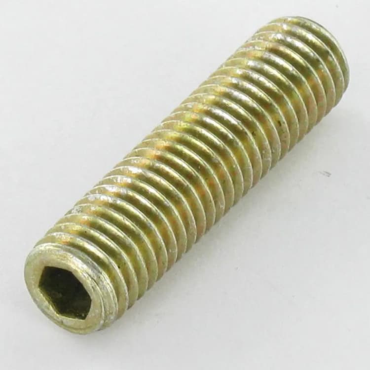 Винт М6х10, DIN 913 / ISO 4026 установочный с внутренним шестигранником с плоским концом, оцинкованное желтое