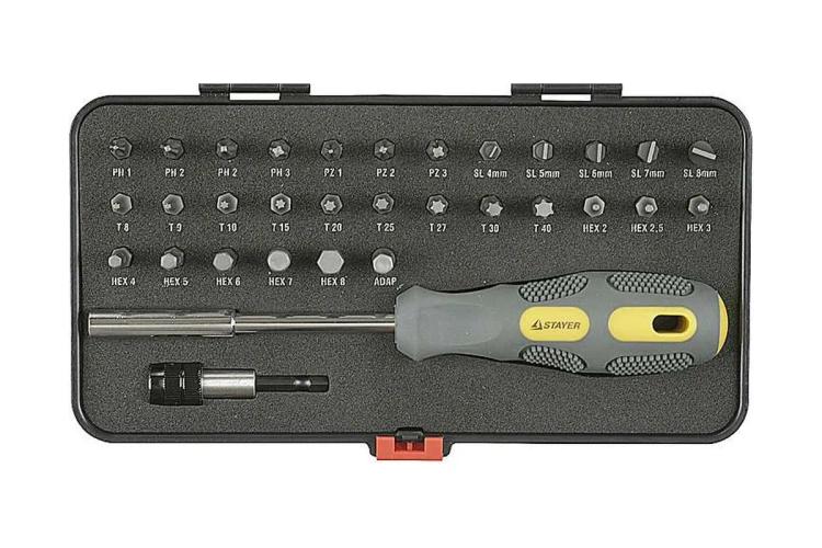 Отвёртка с битами, набор 32 предмета, STAYER MAX-GRIP 25925-H32 G