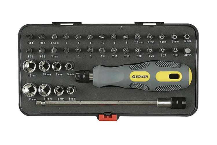 Отвёртка с битами, набор 38 предметов, STAYER MAX-GRIP 25929-H38 G