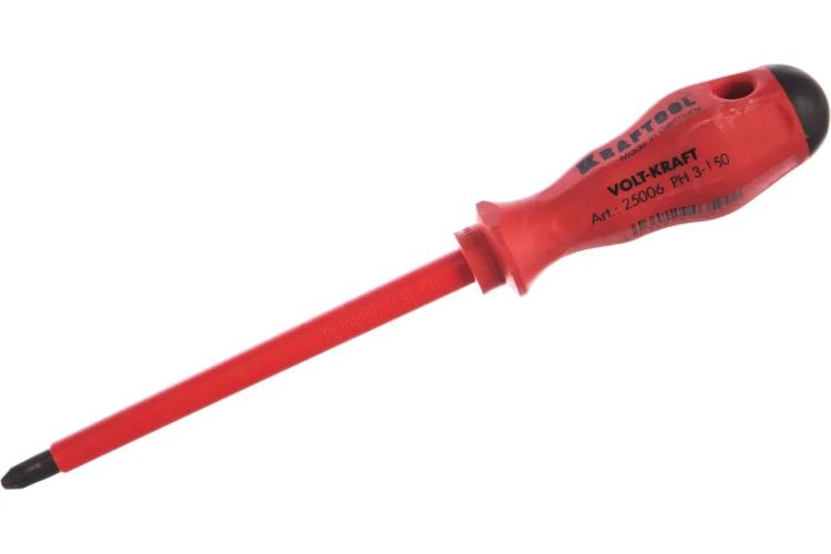 Отвёртка PH3х150 диэлектрическая, KRAFTOOL VOLT-KRAFT 25006-3-150