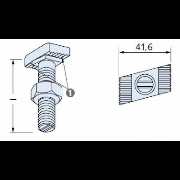 Болт 8.8 М16х60, ART 88944 т-образный для профиля HZS 53, оцинкованный