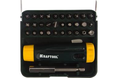 Отвёртка реверсивная с битами, набор 32 предмета, KRAFTOOL 26142-H32