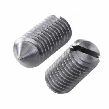 Винт 14H М6х10, DIN 553 / ISO 7434 установочный с прямым шлицем и острым коническим концом (6.8)