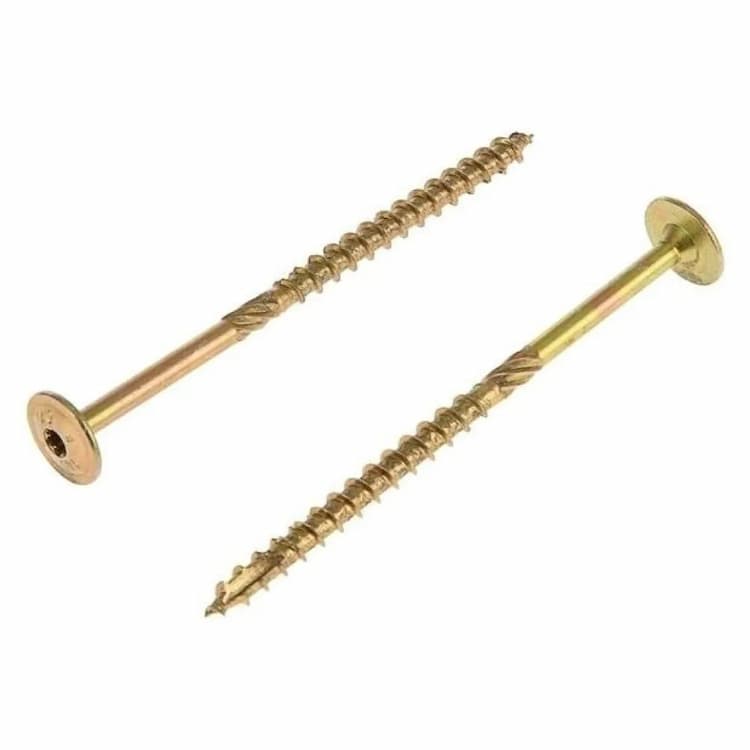 Саморез d6х60, конструкционный с тарельчатой головкой TORX30 и пресс-шайбой, оцинкованное желтое