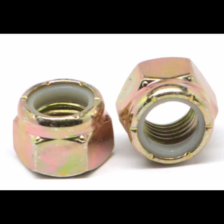 Гайка 8 М8, DIN 985 / ISO 10511 шестигранная самоконтрящаяся с нейлоновой вставкой, оцинкованное желтое